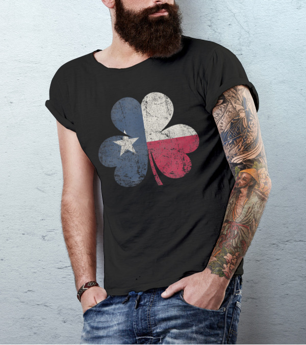 St Patricks Day Irish Texas Clover Texan Flag T-Shirt