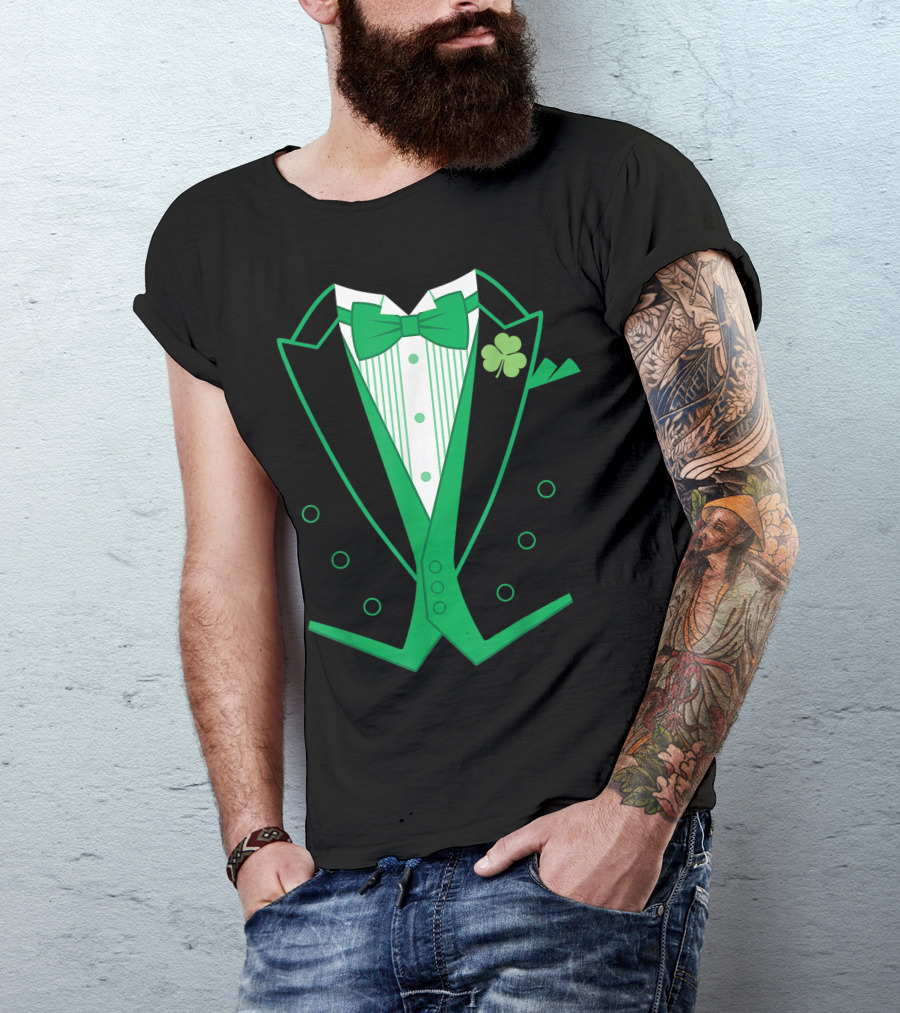 Irish Green Clover Tuxedo St. Patrick's Day T-Shirt