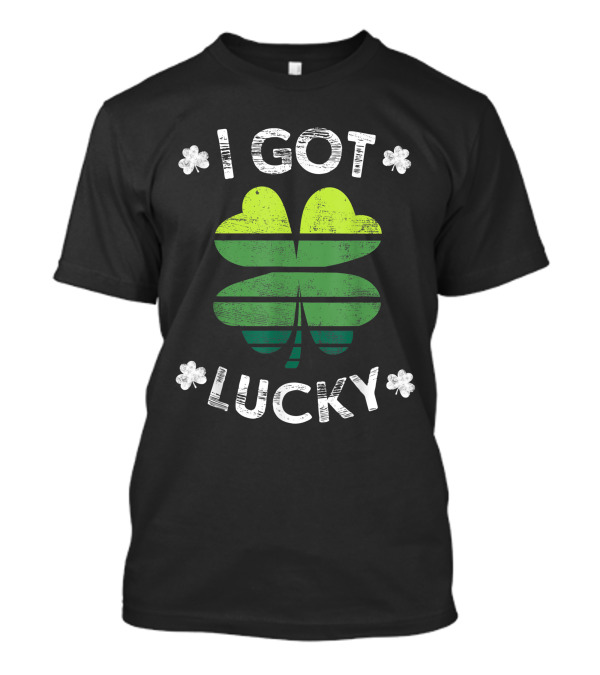 I Got Lucky St. Patrick's Day Four-Leaf Clover Pregnancy Announcement T-Shirt