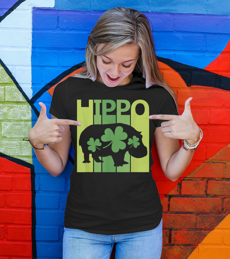 Hippo Shamrock Lucky St. Patrick's Day Irish T-Shirt