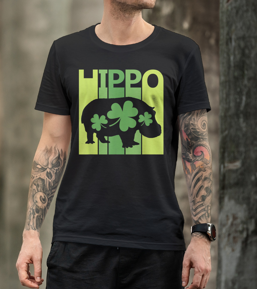 Hippo Shamrock Lucky St. Patrick's Day Irish T-Shirt