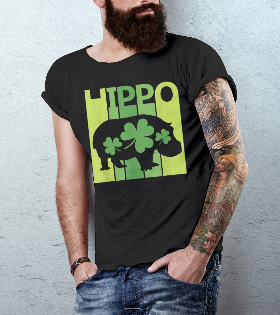 Hippo Shamrock Lucky St. Patrick's Day Irish T-Shirt