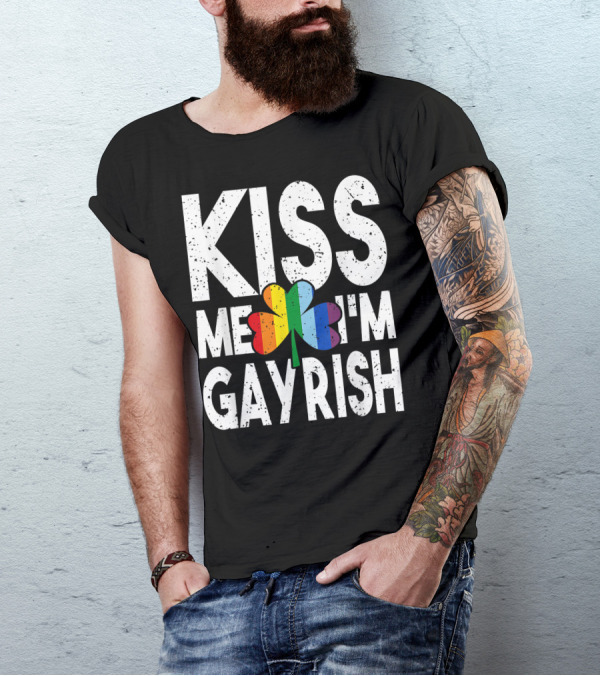 Kiss Me I'm Gayrish Rainbow Shamrock Pride T-Shirt