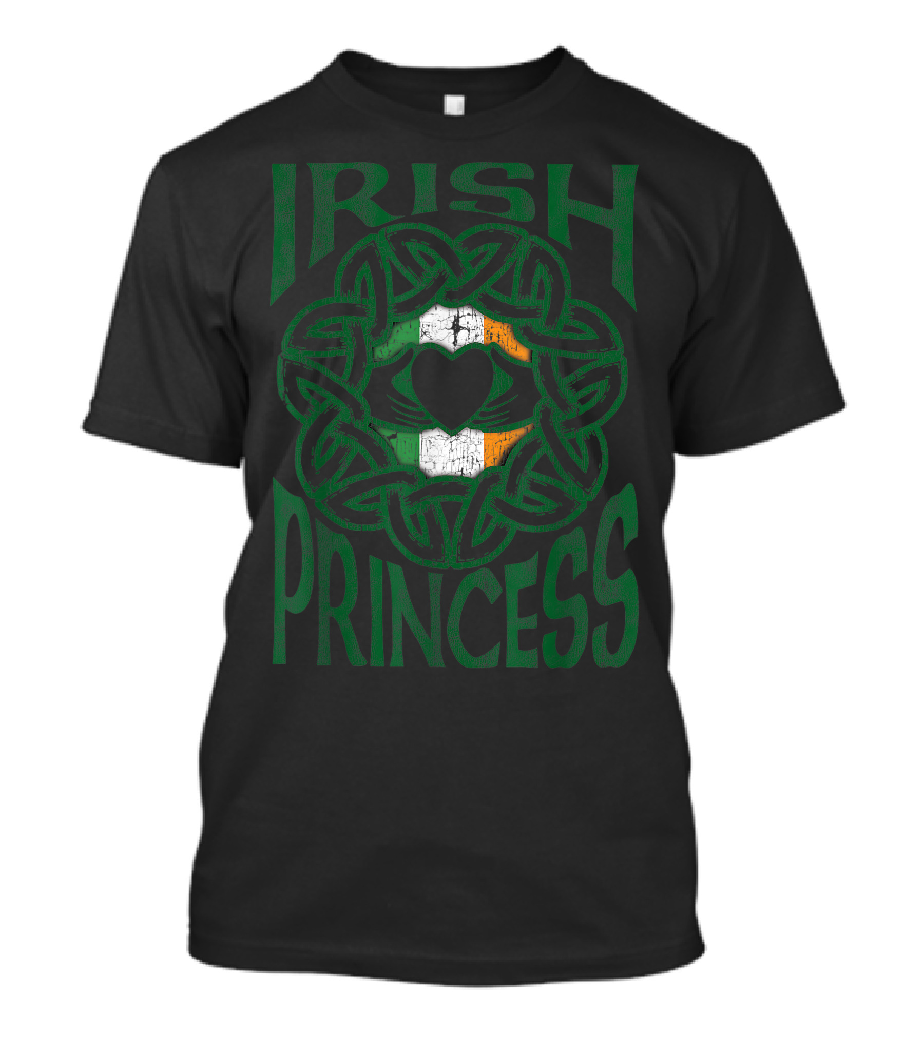 Irish Princess Celtic Knot Claddagh Ring Irish Flag Heart T-Shirt