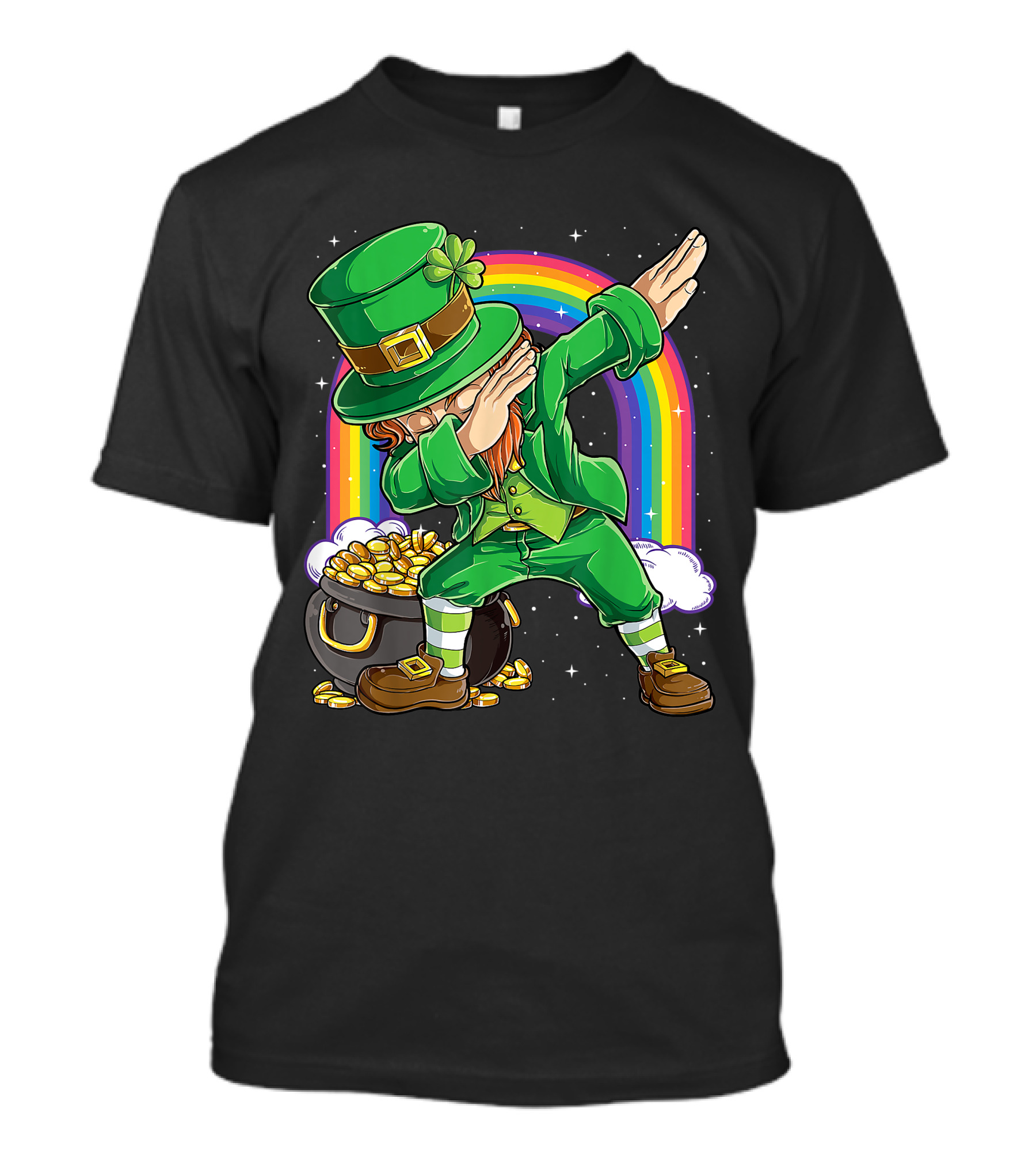 St Patricks Day Dabbing Leprechaun With Pot Of Gold And Rainbow T-Shirt