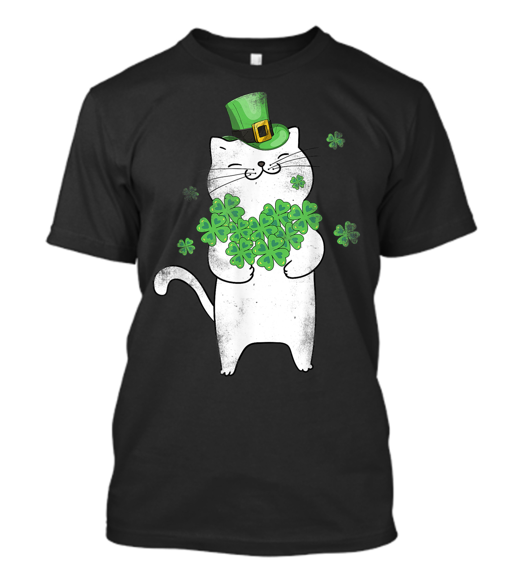 Lucky Cat Leprechaun Shamrock Lover T-Shirt