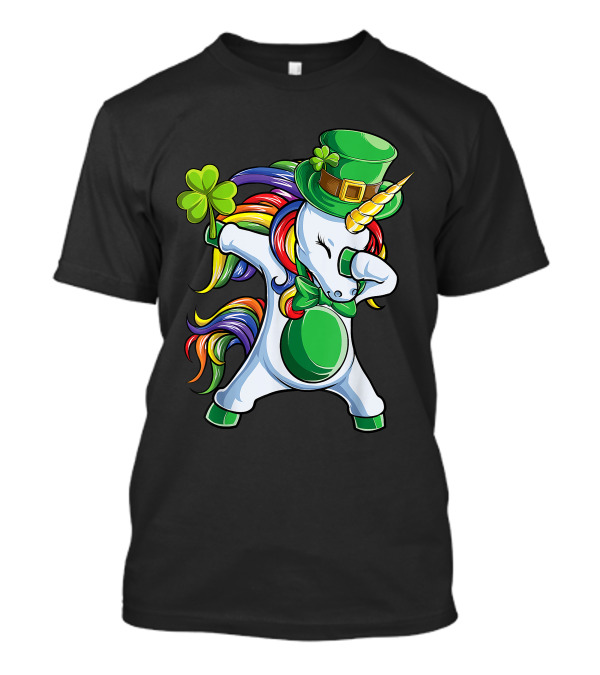 Dabbing Unicorn St Patricks Day Leprechaun Rainbow Lepricorn T-Shirt