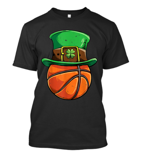 St Patricks Day Basketball Boys Men Leprechaun Hat Ball T-Shirt