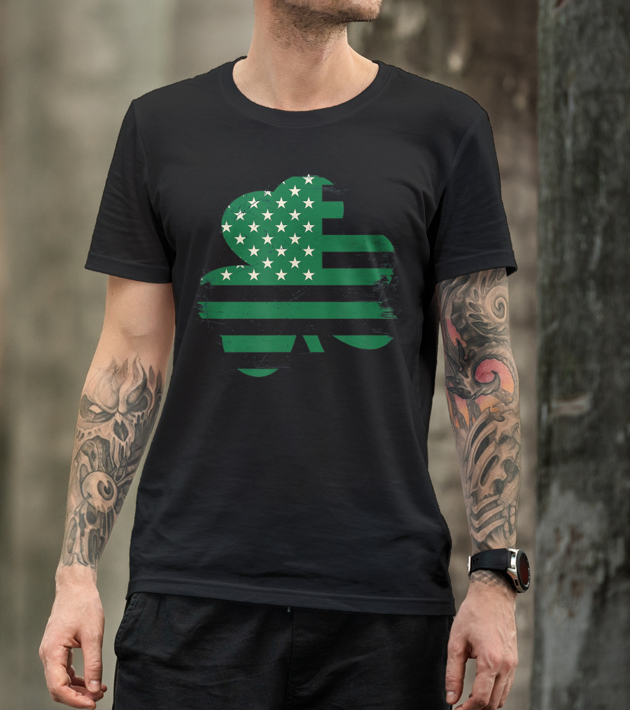 Irish American Flag Shamrock T-Shirt