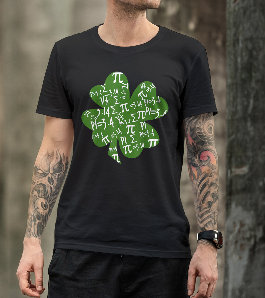St. Patrick's Day Pi Math Symbol Green Shamrock Pi=3.14 T-Shirt