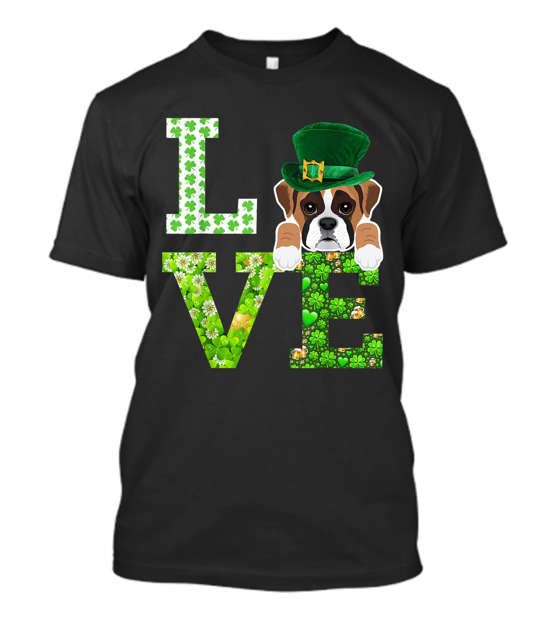 LOVE Boxer St. Patrick's Day Clover Hat T-Shirt