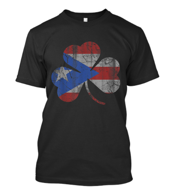 Puerto Rico Flag Shamrock St Patrick's Day Retro Fade T-Shirt