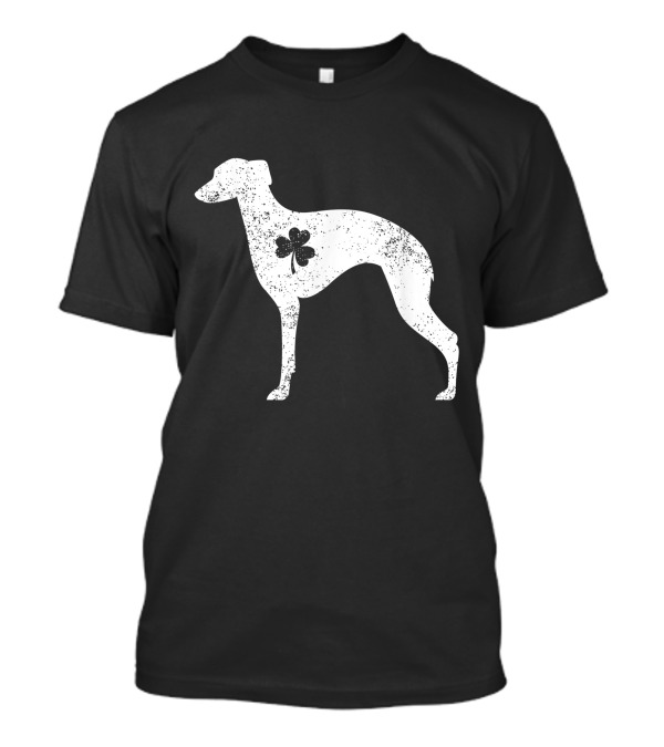 Whippet Shamrock Pet Dog Lover Silhouette With Clover T-Shirt