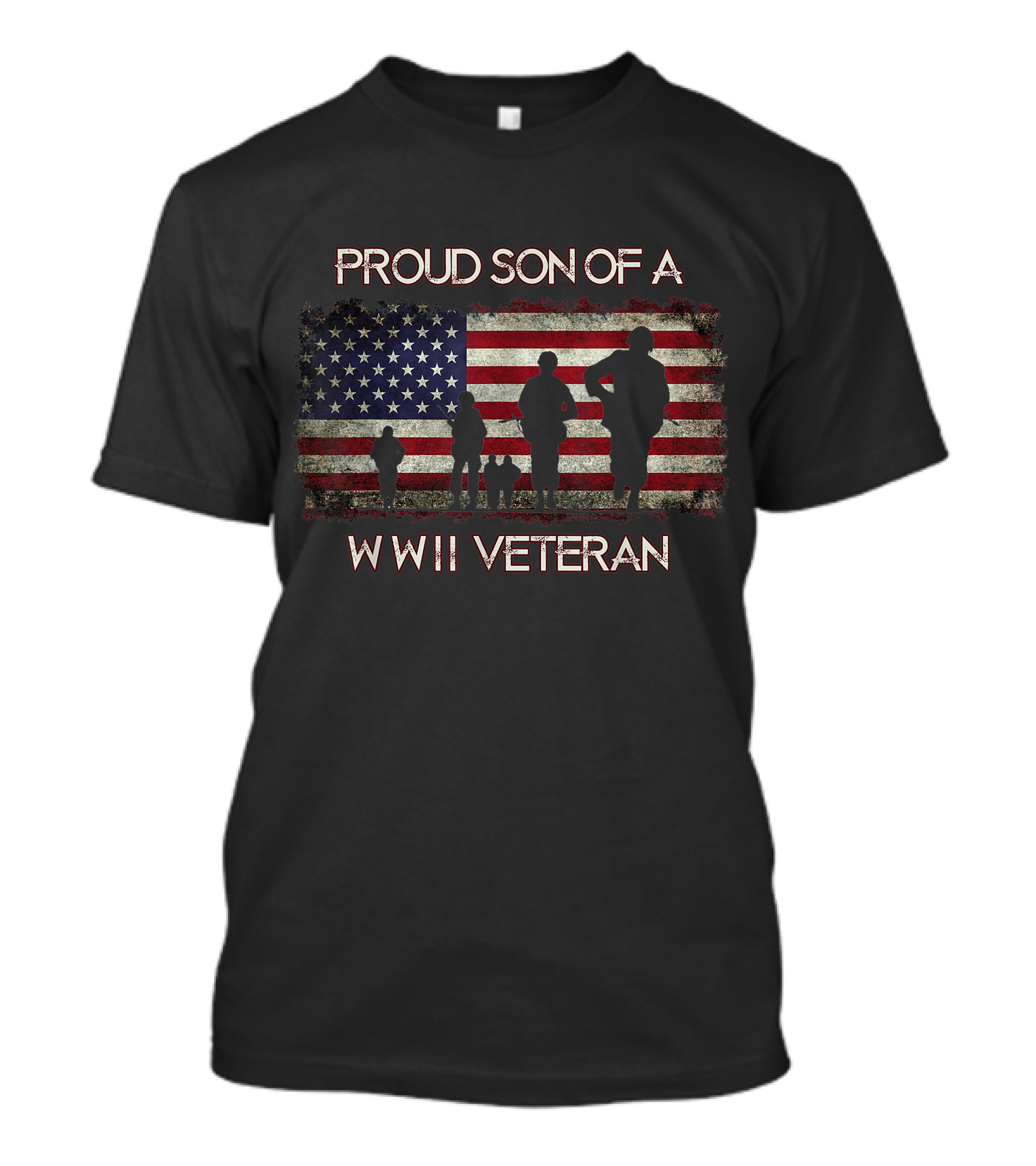 Proud Son Of A WWII Veteran With American Flag And Soldier T-Shirt