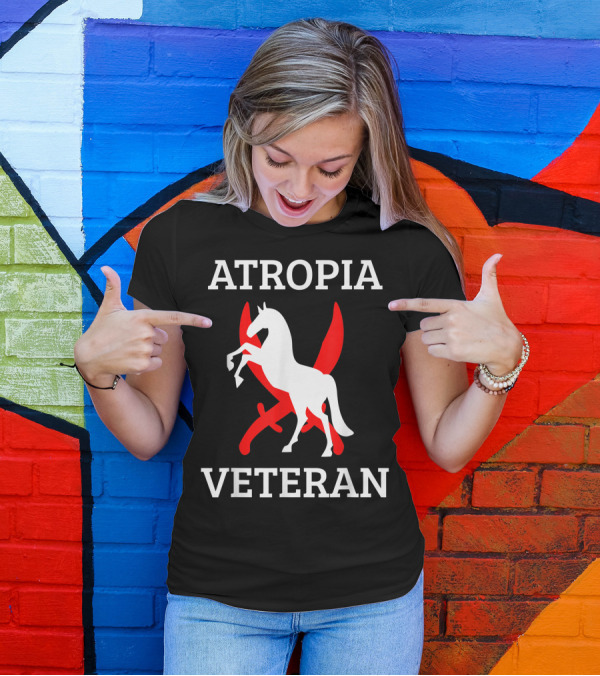 ATROPIA VETERAN White Horse On Red Sword Background T-Shirt