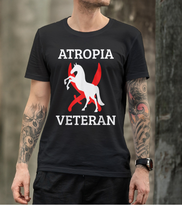 ATROPIA VETERAN White Horse On Red Sword Background T-Shirt