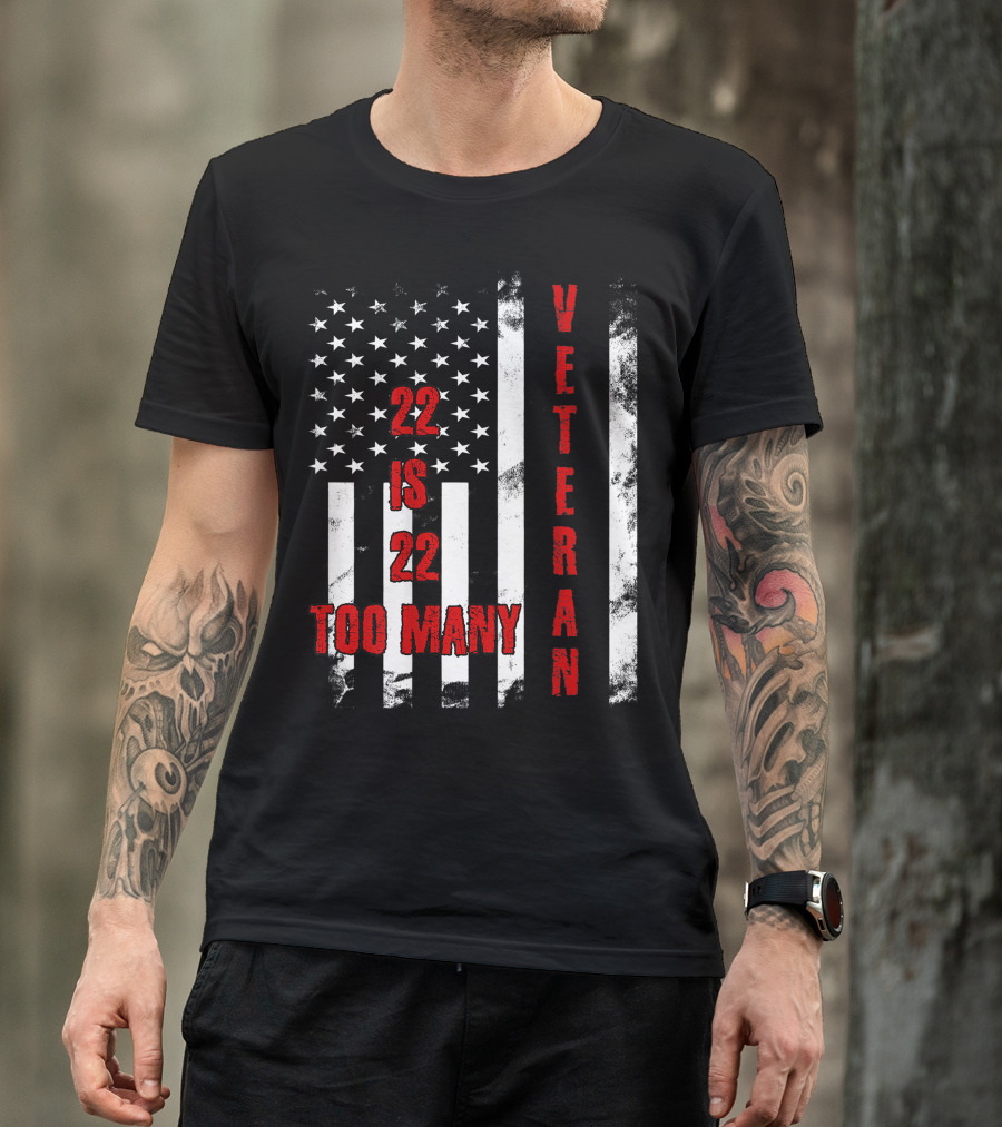Veteran American Flag 22 Is 22 Too Many T-Shirt
