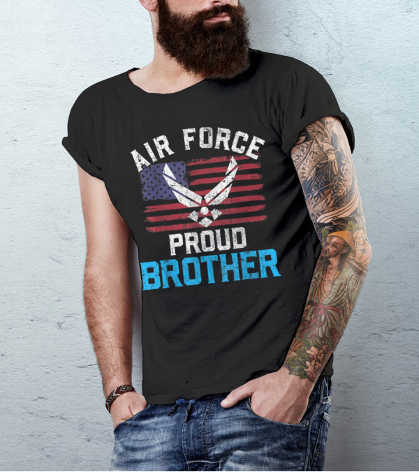 Proud Air Force Brother American Flag Veteran Symbolic T-Shirt