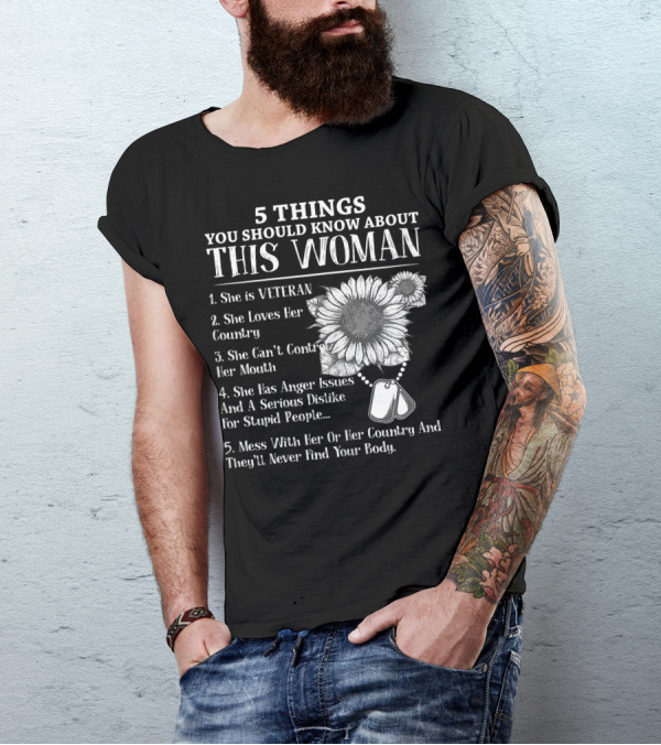 5 Things You Should Know About This Woman Veteran Sunflower Dog Tags Patriot Veteran Strong T-Shirt
