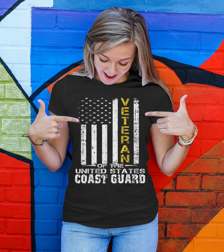 Veteran United States Coast Guard American Flag T-Shirt