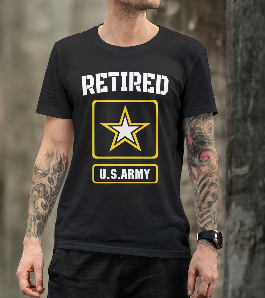 Retired U.S. Army Veteran Yellow Star Emblem For Veterans Day T-Shirt