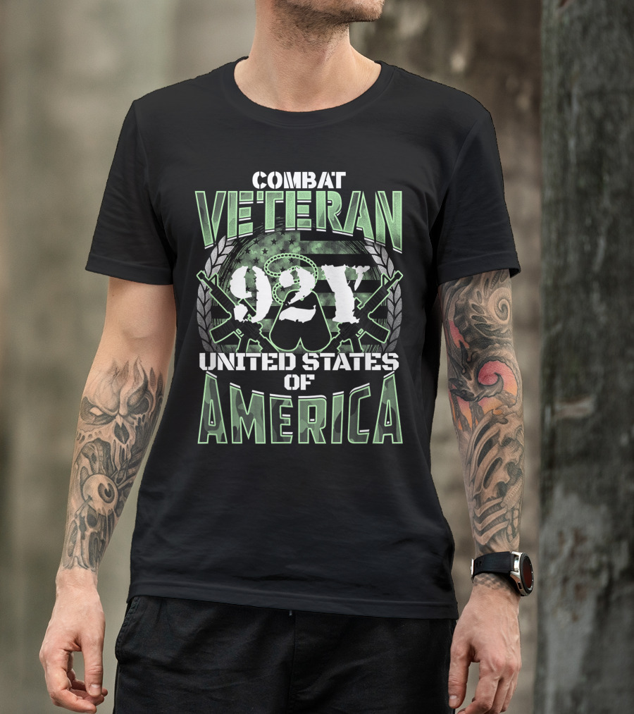 Combat Veteran 92Y United States Of America T-Shirt