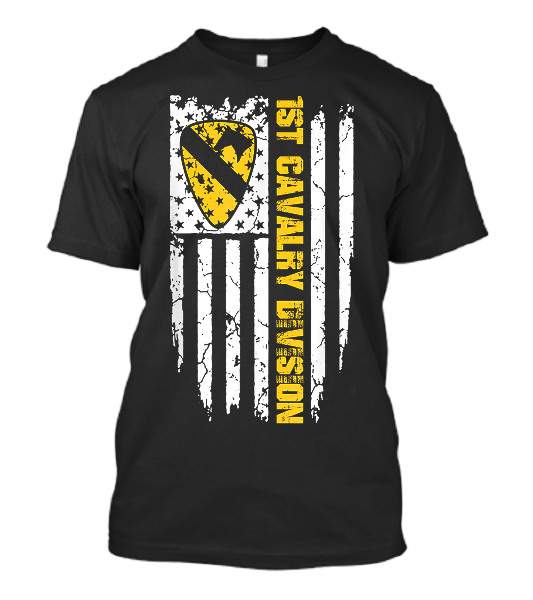 1St Cavalry Division Veteran American Flag Shield T-Shirt