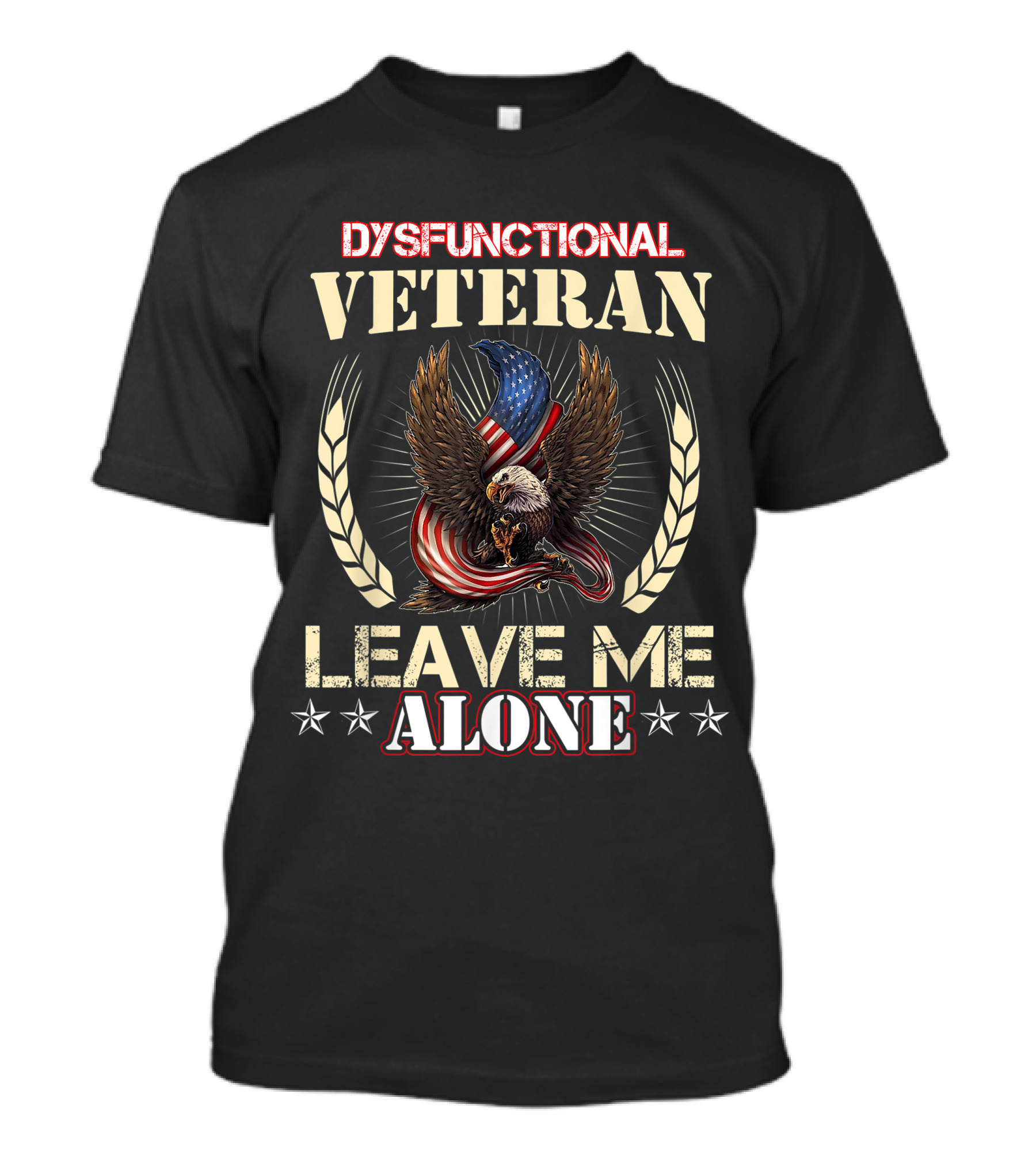 Dysfunctional Veteran Leave Me Alone American Eagle Patriotic Stars T-Shirt
