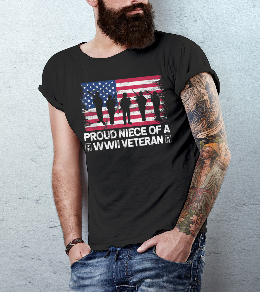 Proud Niece Of A WWII Veteran American Flag T-Shirt