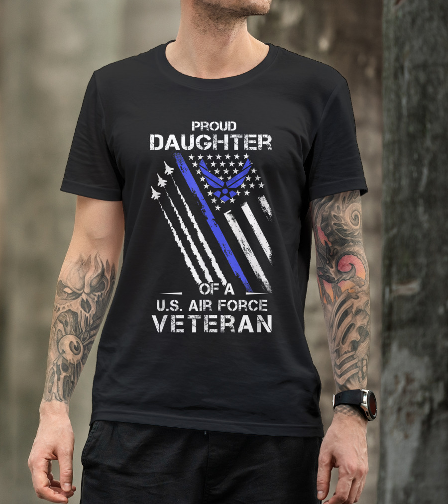 Proud Daughter Of A US Air Force Veteran American Flag Jets USAF Veteran T-Shirt