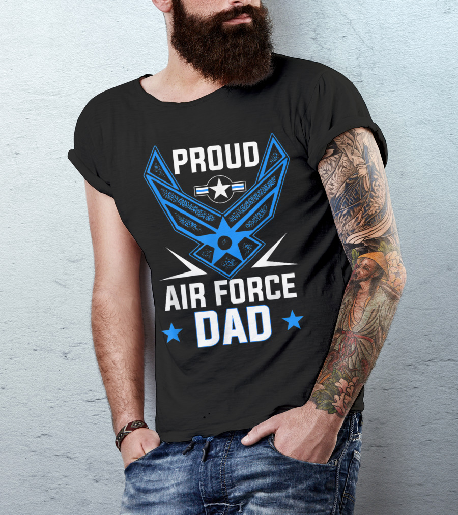 Proud United States Air Force Dad Veteran Emblem With Stars T-Shirt