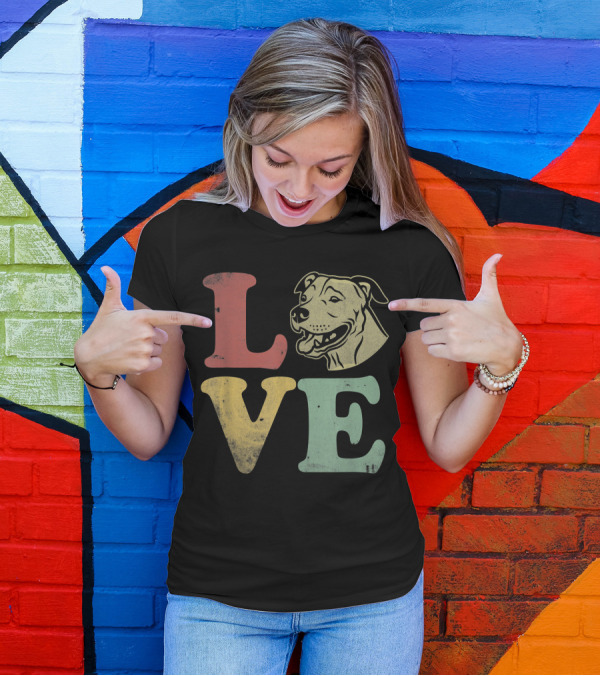 Love American Pitbull Terrier Dog Lovers T-Shirt