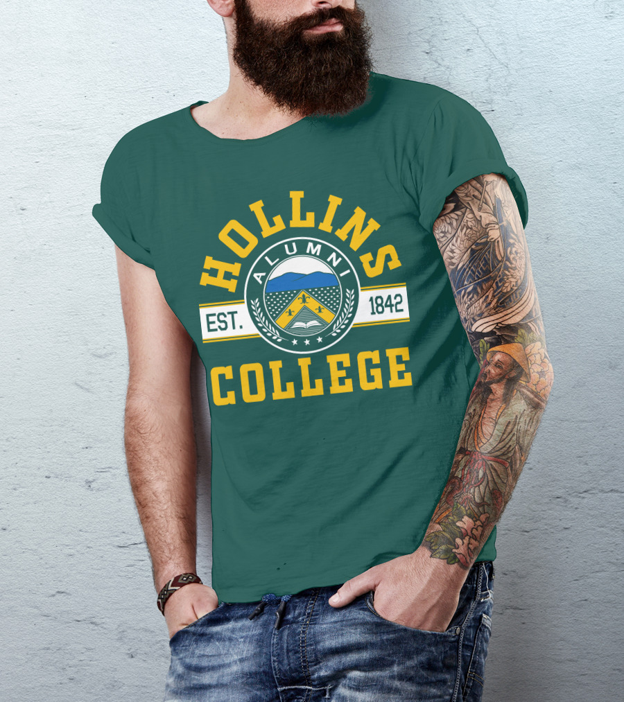 Hollins College Alumni Est. 1842 Fleur-de-lis And Mountain Emblem T-Shirt