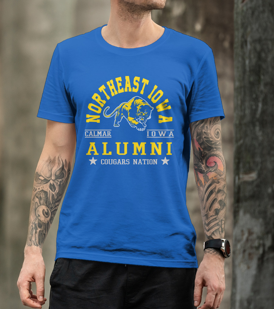 Northeast Iowa Calmar Iowa Alumni Cougars Nation T-Shirt