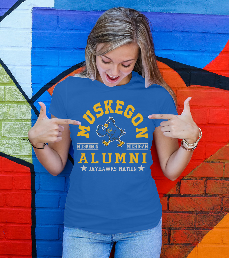 Muskegon Michigan Alumni Jayhawks Nation T-Shirt