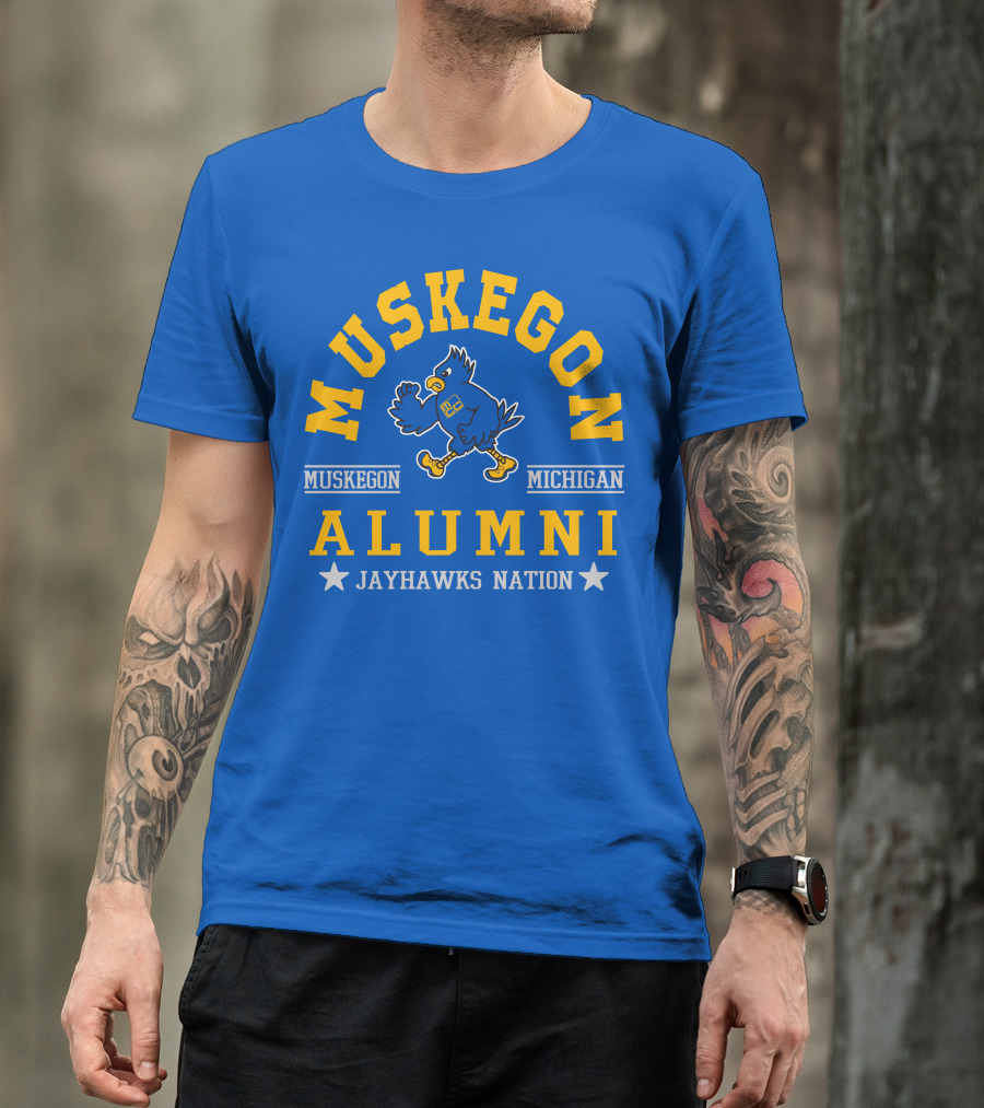 Muskegon Michigan Alumni Jayhawks Nation T-Shirt