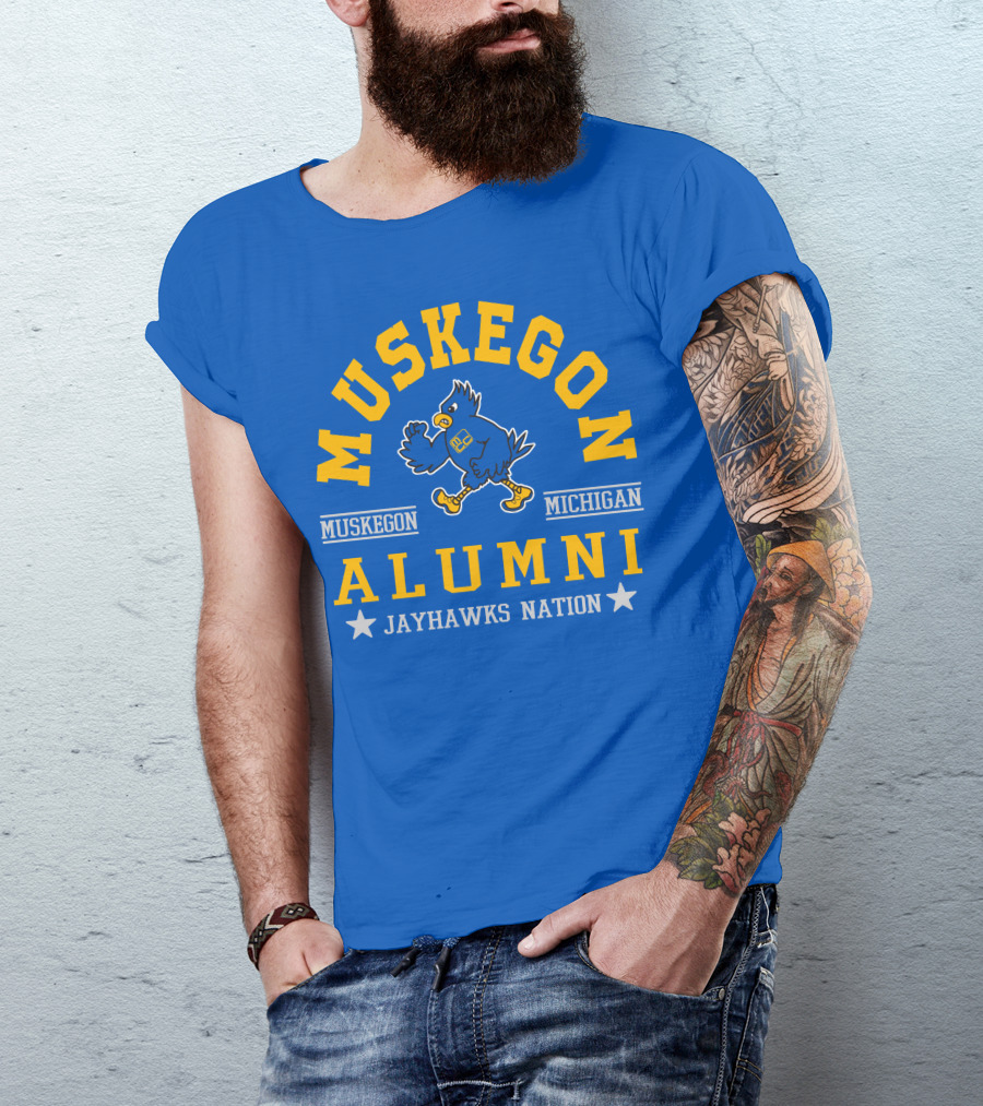 Muskegon Michigan Alumni Jayhawks Nation T-Shirt