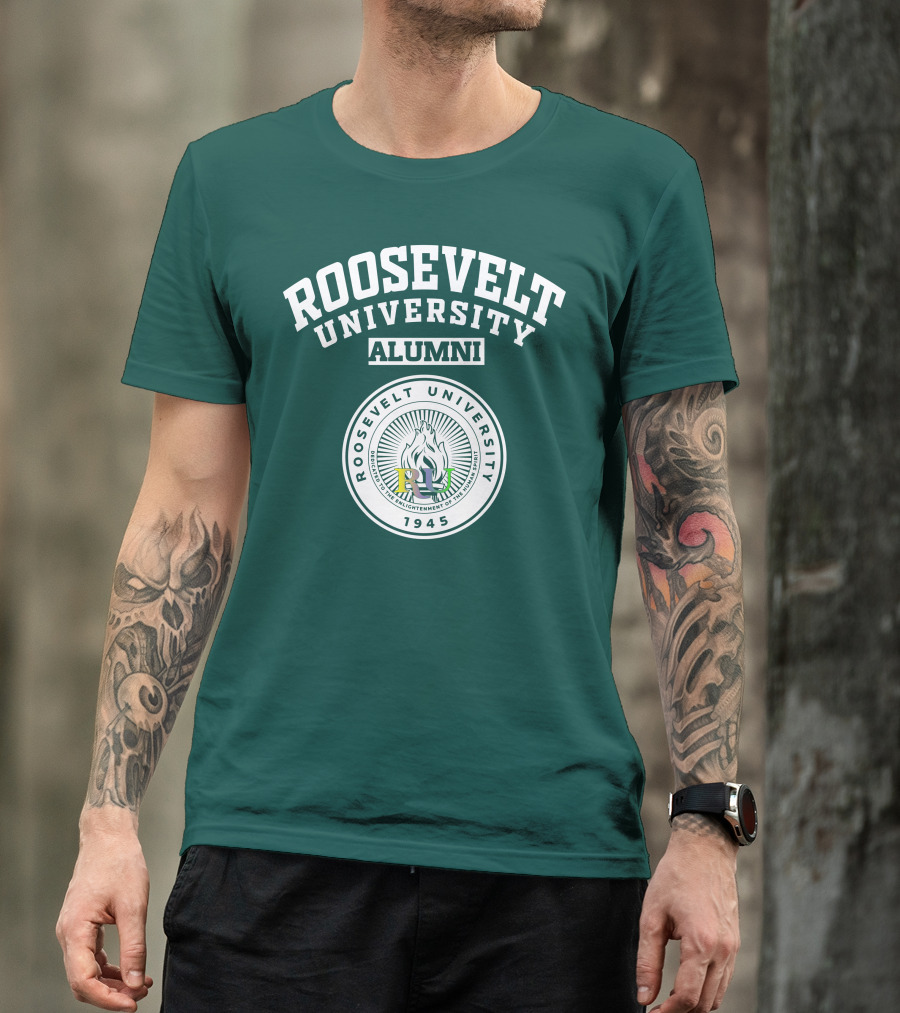 Roosevelt University Alumni 1945 Seal Flame Emblem T-Shirt
