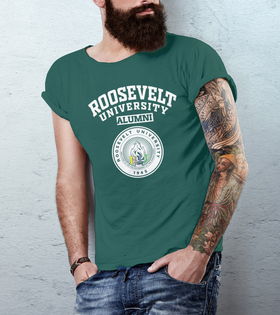 Roosevelt University Alumni 1945 Seal Flame Emblem T-Shirt