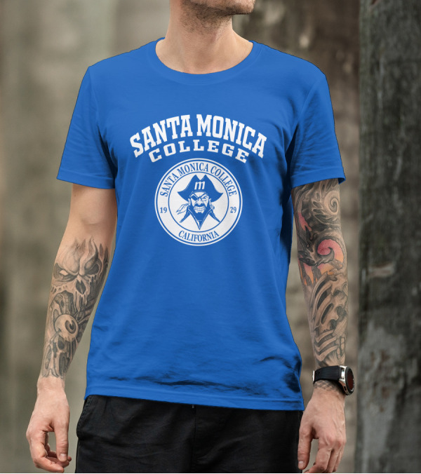Santa Monica College California 1929 Pirate Logo Blue Background T-Shirt