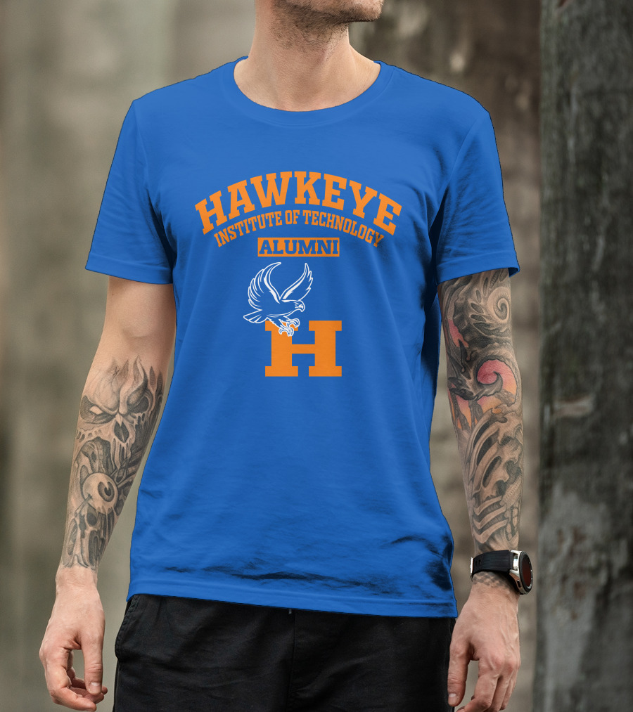 Hawkeye Institute Of Technology Alumni H Blue Orange Eagle T-Shirt