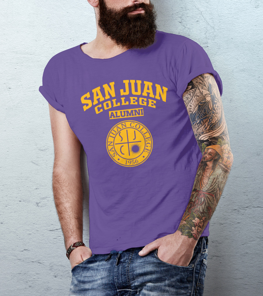 San Juan College Alumni 1956 SJC Emblem Purple Gold T-Shirt