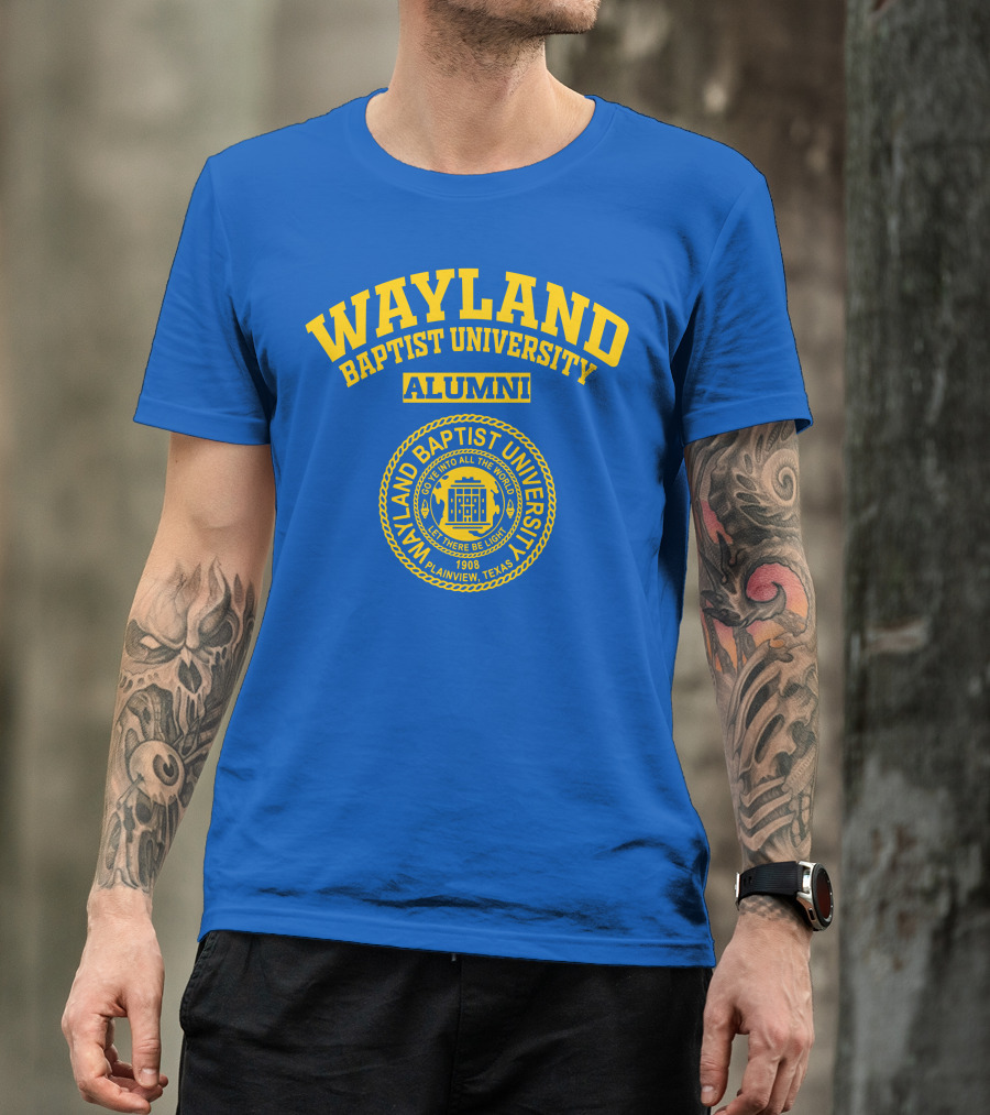 Wayland Baptist University Alumni Seal 1908 Plainview Texas Blue And Gold T-Shirt