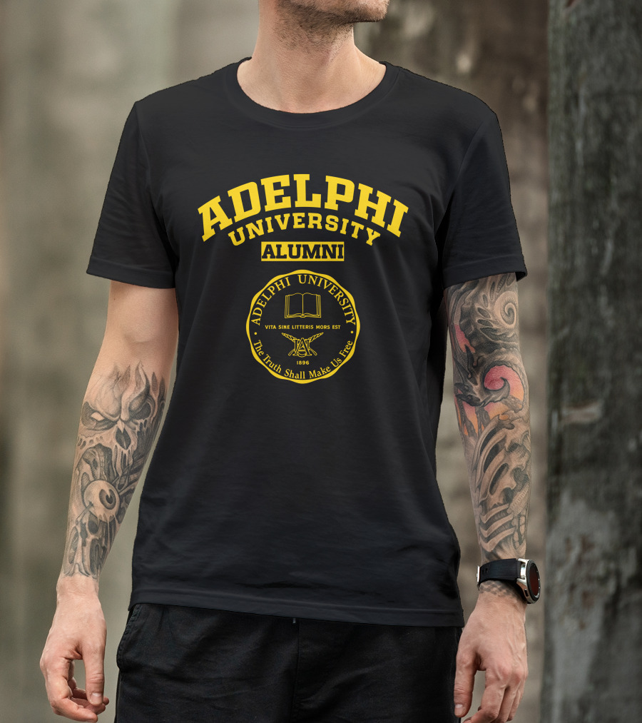 Adelphi University Alumni Seal Vita Sine Litteris Mors Est 1896 The Truth Shall Make Us Free T-Shirt