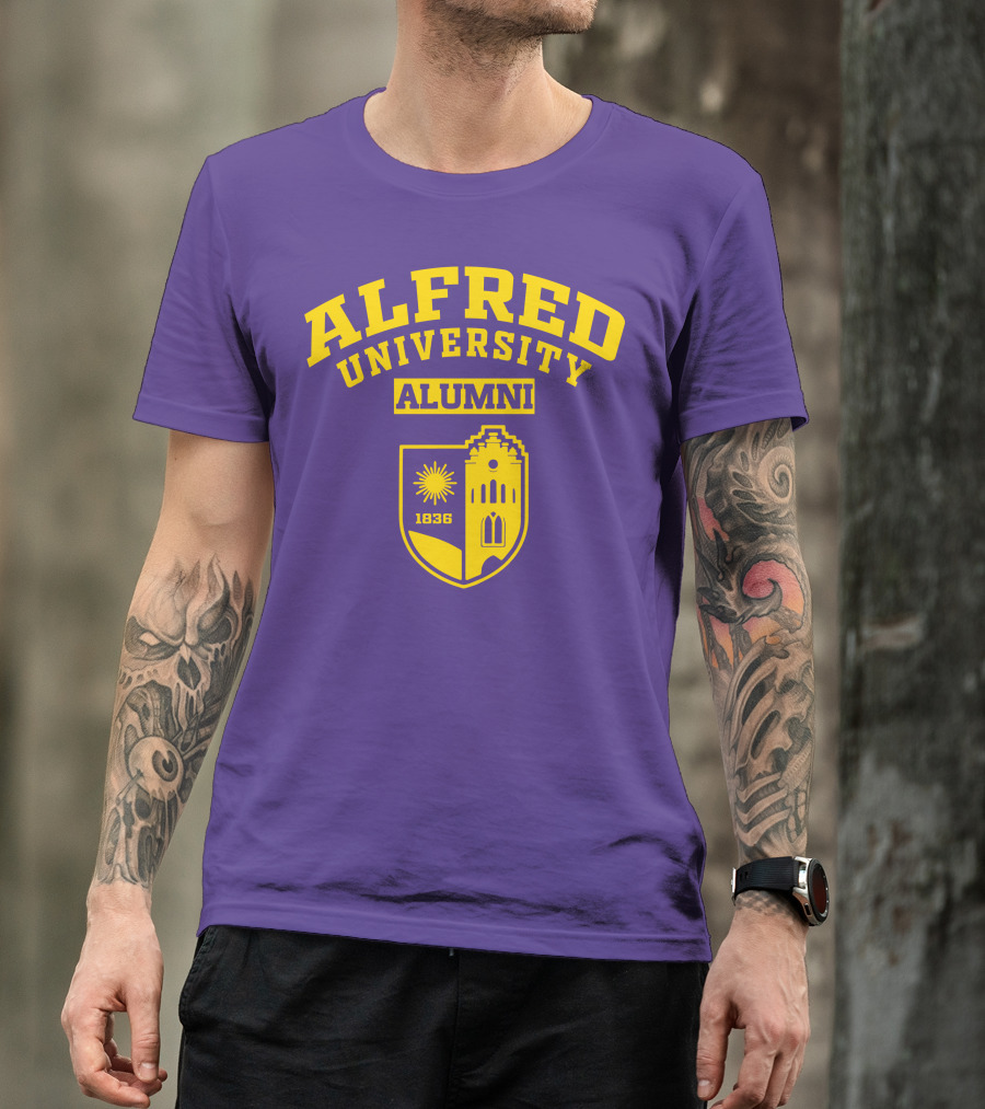 Alfred University Alumni 1836 Purple And Yellow Crest T-Shirt