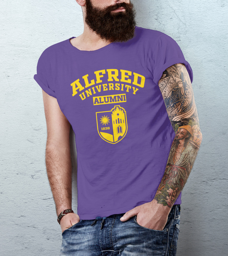 Alfred University Alumni 1836 Purple And Yellow Crest T-Shirt