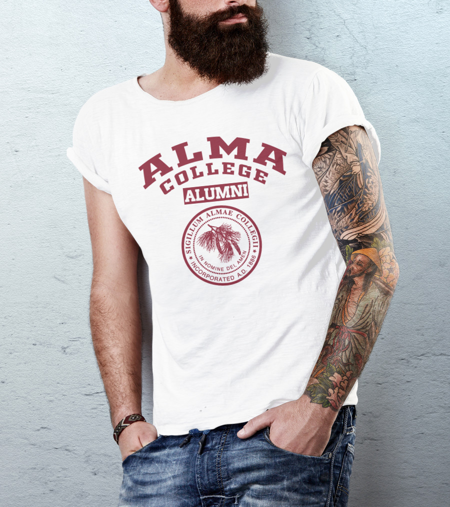 Alma College Alumni Seal Sigillum Almae Collegii Incorporated A.D. 1886 T-Shirt