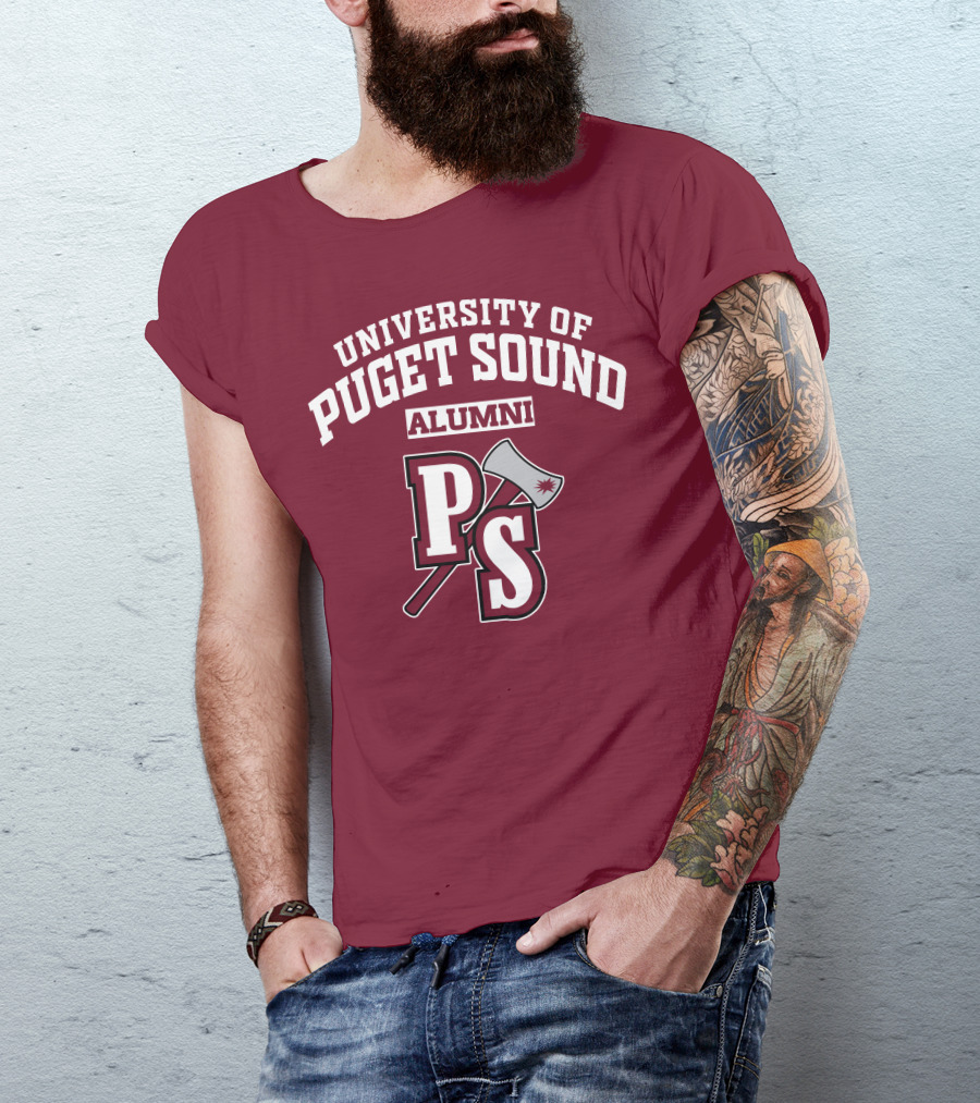 University Of Puget Sound Alumni PS Logo Axe T-Shirt