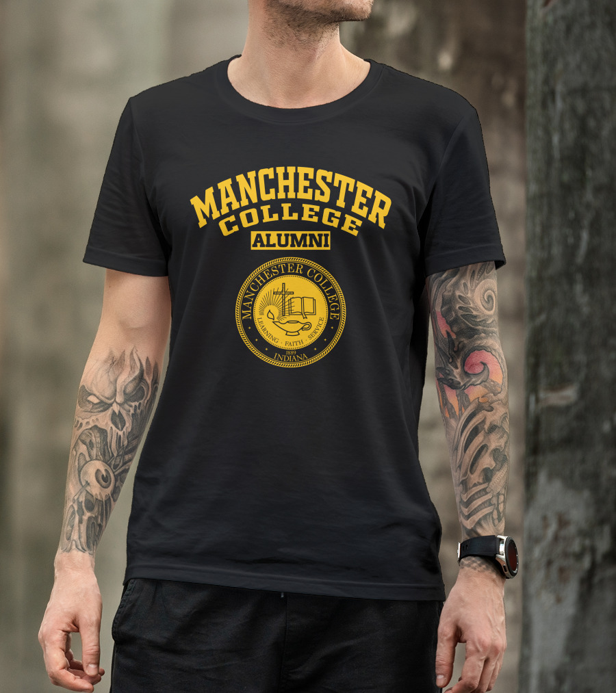 Manchester College Alumni Seal Indiana 1889 Learning Faith Service T-Shirt