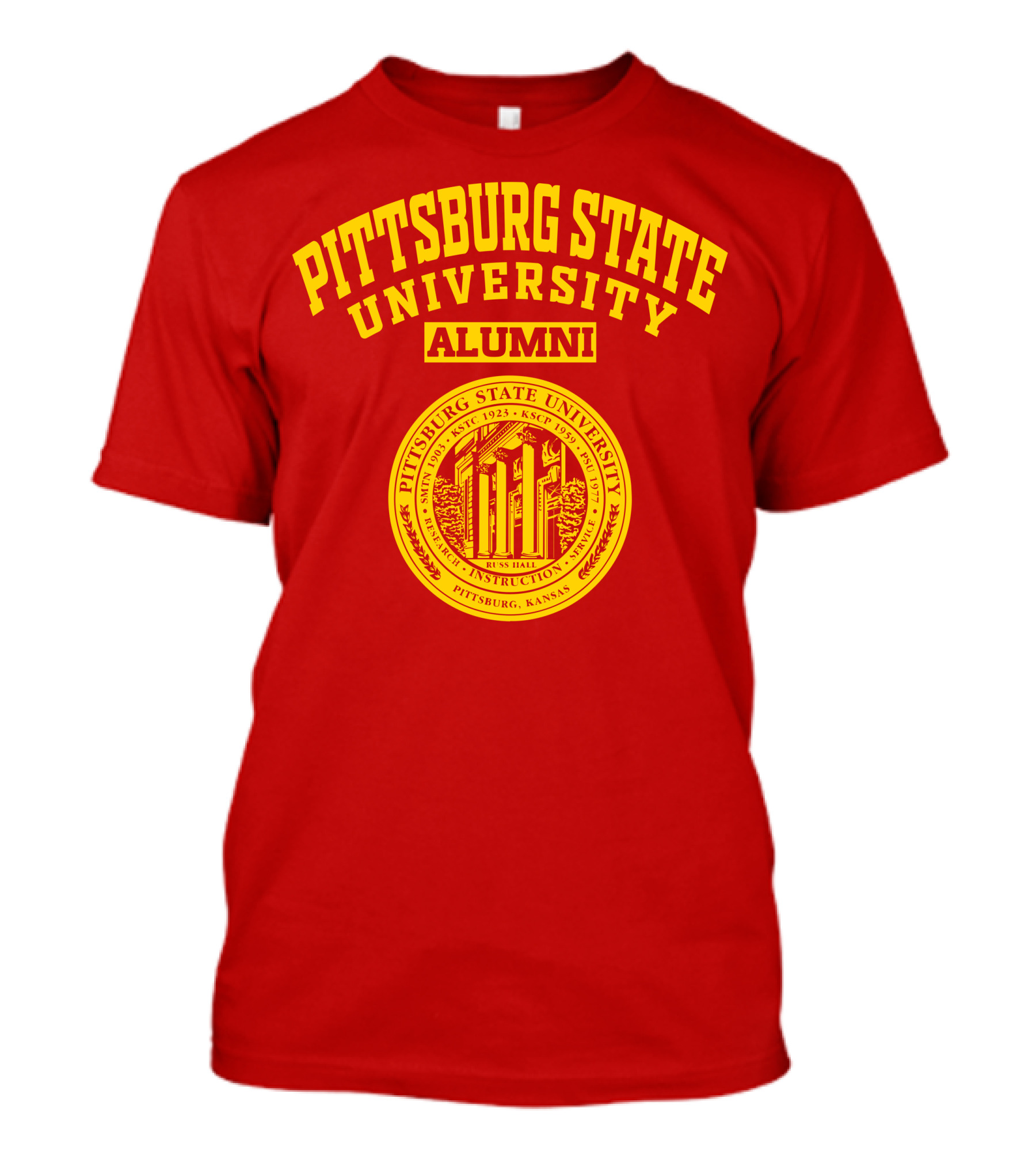 Pittsburg State University Alumni Seal Pittsburg Kansas Russ Hall T-Shirt